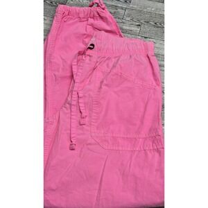 Aerie Womens Pants Hot Pink SMALL Go For It Baggy Cargo High Waisted 100% Cotton